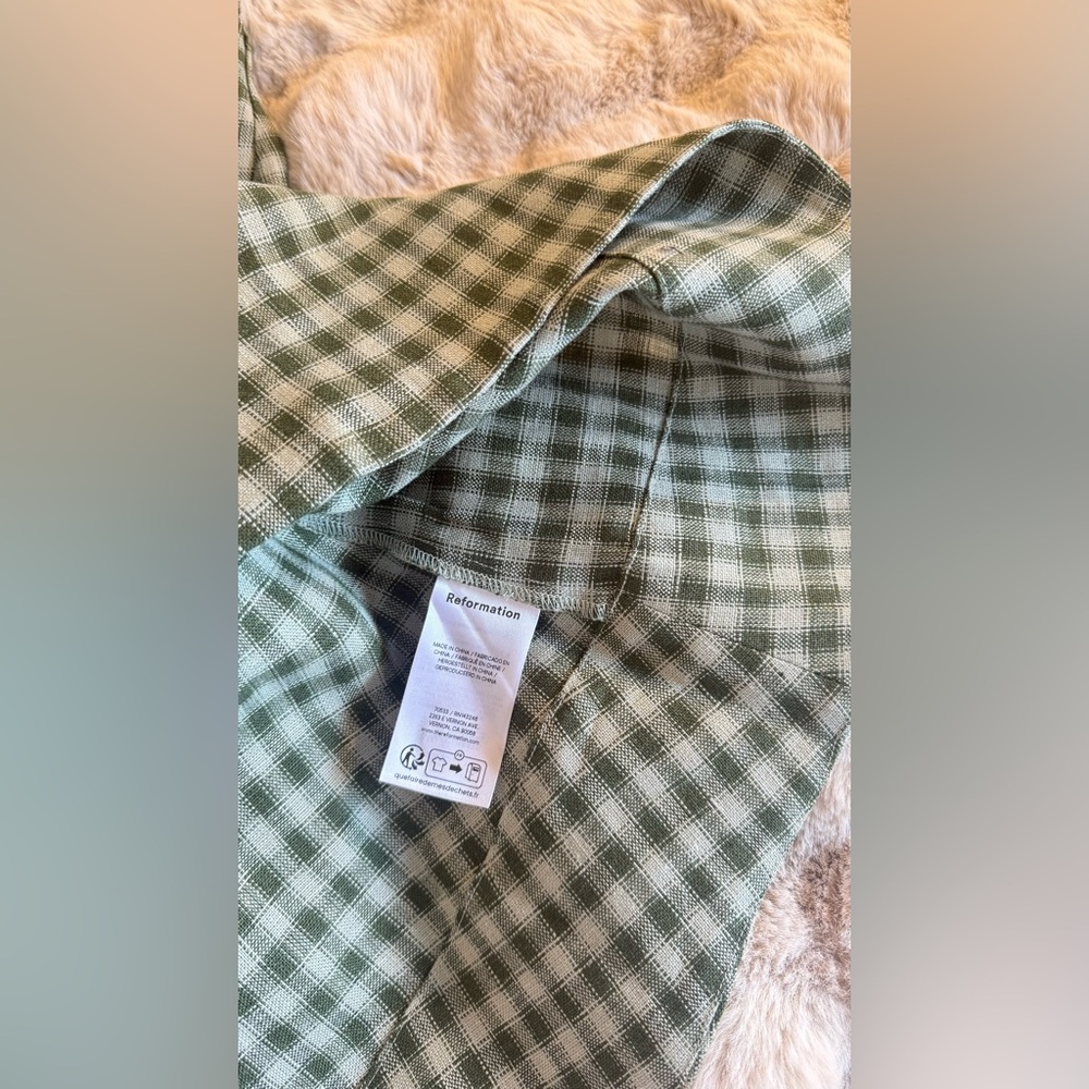 Reformation Roslyn Linen Dress in Cactus. Brand new without tags, never worn. - Picture 16 of 16